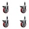 Service Caster 5'' Red Poly Swivel 1'' Expanding Stem Caster Set with Brake, 4PK SCC-EX20S514-PPUB-RED-PLB-1-4 - alternate 1
